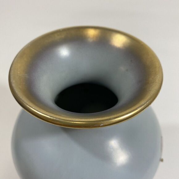 Vintage DUMLER BREIDEN HOHR German Art Pottery Vase Midcentury Blue Matte 6” - Picture 9 of 13